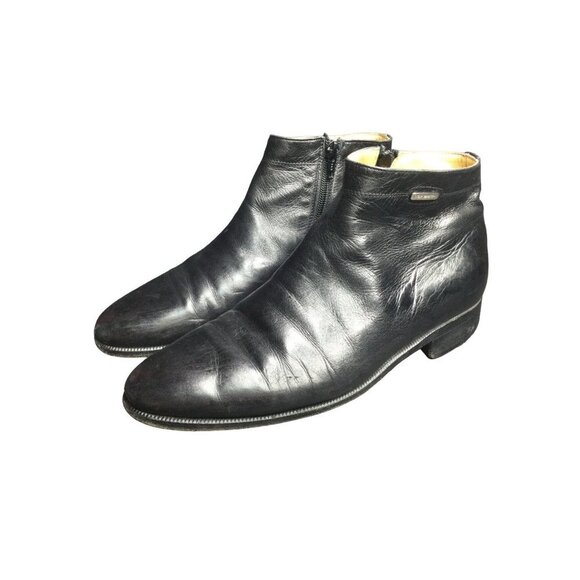 Moreschi Side Zip Leather Ankle Boots Made in Italy Men Size 8 Black - Picture 1 of 12